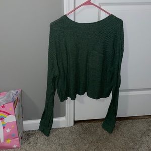 green sweater with pocket, very nice material and fits well.